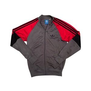 Adidas Men's Red and Black Bomber Jacket